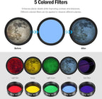 Astromania 1.25-Inch Telescope Eyepiece Filter Set(6 Pieces), Variable Grey Polarizing Filter, 5 Planetary Color Filters - Enhance Lunar Planetary Observation - Reduce Light Pollution