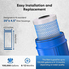 PUREPLUS 20" x 4.5" Whole House Activated Carbon Water Filter, Enhanced Lead Removal, Reduces Chlorine, Sediment & Odors, Compatible with FC25B, EPM-20BB, CB-BB-20, 155783-43, 1 PACK