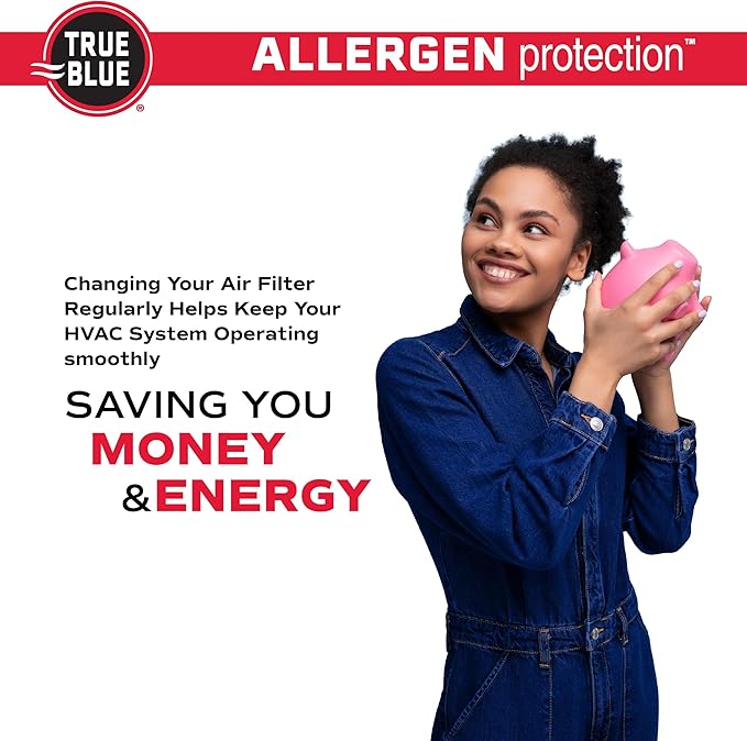 True Blue 24x30x1 MERV 11 Allergen Air Filter (4-Pack) | Electrostatic Pleated HVAC Furnace Air Filter | Replacement Filter for Home Use | Made in USA