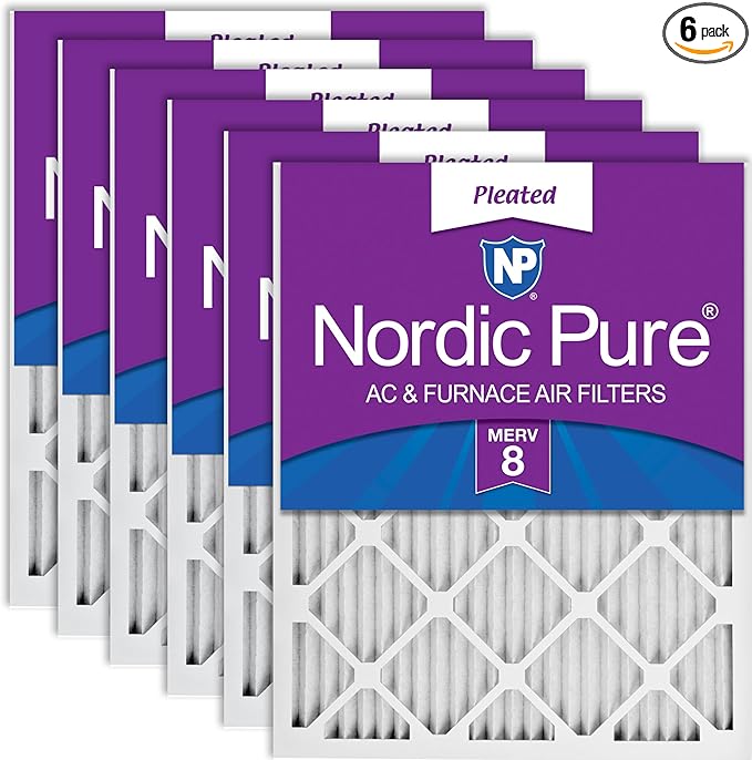 Nordic Pure 18x24x1 (17 1/2 x 23 1/2 x 3/4) Pleated MERV 8 Air Filters 6 Pack