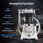 Air Compressor Pump Head, Twin Cylinder Air Compressor Head with 3Hp Powerful Function Exhaust Valve Design and Good Heat Dissipation Air Filter Muffler Industrial Compressor Pump Motor for Electronic