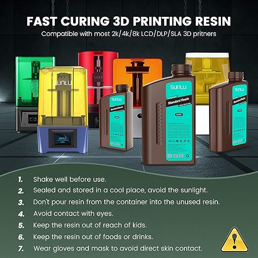 SUNLU 3D Printer Resin 3kg, Fast Curing Standard 3D Resin for LCD DLP SLA Resin 3D Printers, 395 to 405nm UV Curing 3D Printing Liquid Photopolymer Resin, Low Shrinkage, High Precision, 3000g, Beige