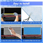 Air Vent Filter Kit - 14" x 120" Cut to Fit Air Filter Materials MERV 8 Electrostatic Media Roll for Home Floor, Ceiling, AC, HVAC, RVC Furnace Vents, With 48PCs Adhesive Hook Tape