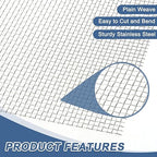 uxcell 6 Mesh 39" x 12" Woven Wire Mesh, 304 Stainless Steel Air Vent Filter Screen, Window Screen Mesh for DIY Projects Vents Cover Filtration Animals Fence