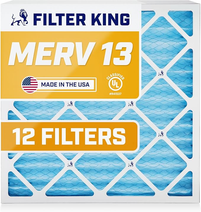 Filter King Air Filters 11.75x13.5x1 | 12 Pack | MERV 13 | HVAC Pleated AC Furnace Filters | Air Purifier | Replacement Filters for Clean, Healthy & Fresh Environment| MADE IN USA