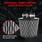 Cold Air Intake Filter High Performance Washable Filter Clamp-On Replacement Air Filter Flange Diameter 3inch/76mm Carbon Fibre Pattern