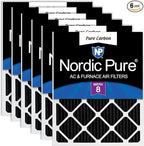 Nordic Pure 18x20x1 (Actual Size: 17 1/2 x 19 1/2 x 3/4) Pure Carbon Pleated Odor Reduction Furnace Air Filters 6 Pack