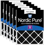 Nordic Pure 12x24x1 (Actual Size: 11 1/2 x 23 1/2 x 3/4) Pure Carbon Pleated Odor Reduction Furnace Air Filters 6 Pack