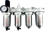 4 STAGE HIGH DUTY INDUSTRIAL GRADE ULTRA CLEAN FILTER REGULATOR COALESCING DESICCANT DRYERS SYSTEM FOR COMPRESSED AIR LINES METAL BOWLS GREAT FOR PAINT SPRAY AND PLASMA CUTTER (1/2"NPT MANUAL DRAIN)