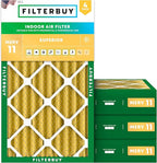 Filterbuy 14x30x4 Air Filter MERV 11 Superior Pet & Allergy Defense (4-Pack), Electrostatic Pleated HVAC AC Furnace Filters Replacement, Made in USA (Actual Size: 13.50 x 29.50 x 3.63)