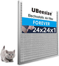 UBeesize 24x24x1 Reusable Electrostatic Air Filter HVAC AC Furnace Filter,MERV 8,Washable,Lasts a Lifetime,Permanent Air Filter,Breathe Fresher,Home And Office(Actual Size:23.39x23.39x0.82Inch)