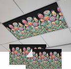Fluorescent Light Covers for Ceiling Lights Colorful Flowers Magnetic Light Filters 2 Pack 4x2 ft Abstract Lines Floral Ceiling Lights Cover for Classroom Office School Home Drop Lamp Decor