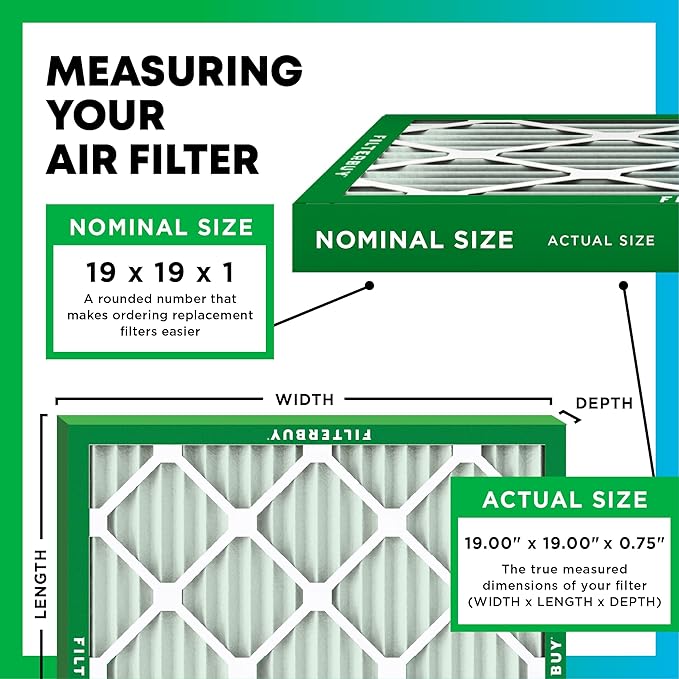 Filterbuy 19x19x1 Air Filter MERV 11 Superior Pet & Allergy Defense (6-Pack), Electrostatic Pleated HVAC AC Furnace Filters Replacement, Made in USA (Actual Size: 19.00 x 19.00 x 0.75)