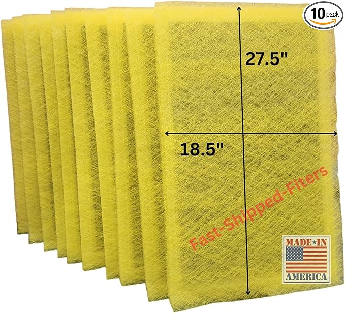 Fast-Shipped-Filters 10 Pack 20x30 Replacement Filter Pads Compatible with MicroPower Guard One Hour Air Cleaner Refill Yellow (10, Yellow, 20x30)