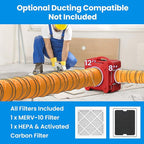 CADPXS Shield-550 Negative Machine Airbourne Cleaner HEPA Scrubber Water Damage Restoration Equipment Air Purifier, Air Scrubbers Red