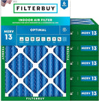 Filterbuy 14x20x4 Air Filter MERV 13 Optimal Smoke & Allergy Defense (6-Pack), Electrostatic Pleated HVAC AC Furnace Filters Replacement, Made in USA (Actual Size: 13.50 x 19.50 x 3.63)