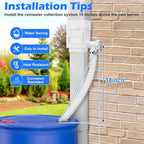 WADEO Rainwater Collection System, Rain Barrel Diverter Kit Fits for 2"x 3" or 3"x 4" Residential Downspouts, Downspout Diverter with Adjustable Valve and Filter, 5FT Hose, White