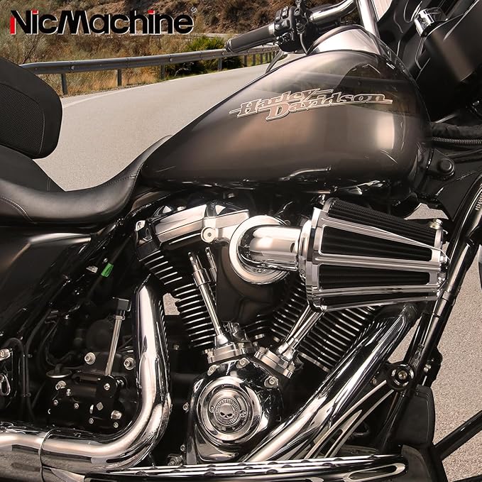 Big Sucker cone Air filter intake for harley air Cleaner Sportster Softail fatboy heritage dyna touring street road king Glide (Gauge style -Chromed, Type A : For Sportster XL models)