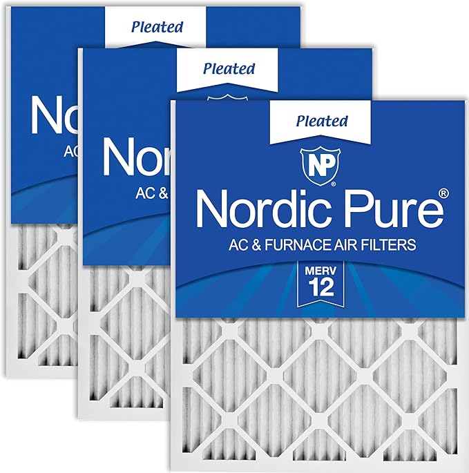 Nordic Pure 16x20x1 (Actual Size: 15 1/2 x 19 1/2 x 3/4) Pleated MERV 12 Air Filters 3 Pack