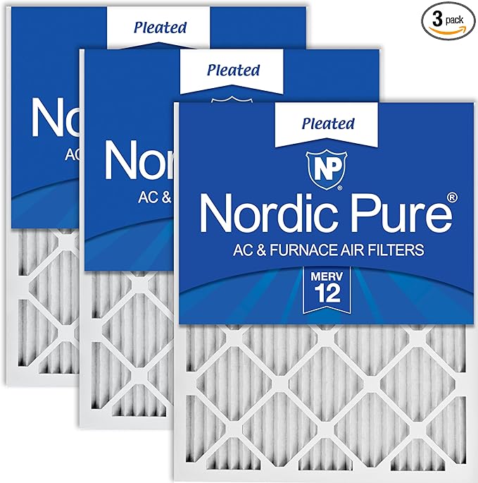 Nordic Pure 16x25x1 (15 1/2 x 24 1/2 x 3/4) Pleated MERV 12 Air Filters 3 Pack