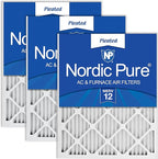 Nordic Pure 12x12x1 (Actual Size: 11 3/4 x 11 3/4 x 3/4) Pleated MERV 12 Air Filters 3 Pack