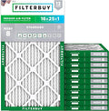 Filterbuy 16x25x1 Air Filter MERV 8 Essential Dust & Allergy Defense (12-Pack), Electrostatic Pleated HVAC AC Furnace Filters Replacement, Made in USA (Actual Size: 15.50 x 24.50 x 0.75)
