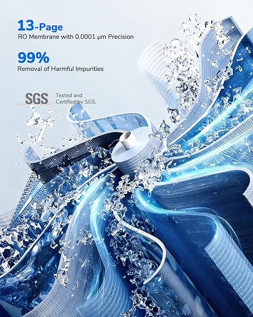 Ecoviva 1000GPD UnderSink Reverse Osmosis System, German Design, NSF/ANSI 58 61 372 Tankless 9-Stage 3:1 Pure to Drain, 10 Years Robust Alkaline RO Water Filtration, Fully Sealed