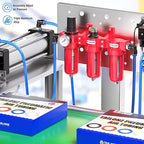 TAILONZ PNEUMATIC 0-150PSI 1/2 Inch NPT Aluminum Alloy Industrial Grade Three Stage Air Drying System, Particulate Filter, Coalescing Filter, Desiccant Dryer and Air Regulator (Manual Drainage)