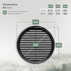 Vent Systems 8" Inch (Opening Dimensions) - Pack of 100 - Black Soffit Vent Cover - Plastic Round Air Vent Grille - Built-in Mesh Screen - HVAC Register Louver for Bathroom, Home, Kitchen