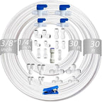 NSF 1/4" & 3/8" Water Line Tubing and Push Connect Fittings for Reverse Osmosis Water Filter RO fittings,25 pcs connetors+30 feet 1/4"(6.4mm) water tubing +30 feet 3/8"(9.5mm) water tubing.