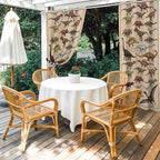Vintage Outdoor Curtains for Patio Dinosaurs Biographies Retro Waterproof Outside Curtains with Grommet Top Weatherproof Curtain for Cabana Pergola Gazebo, 2 Pack, 54" W x 95" L