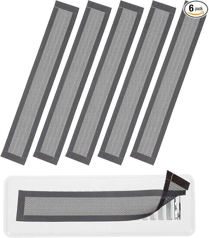 YOKIVE 6 Pcs Magnetic Floor Vent Covers, Floor Register Cover PVC Mesh Air Vent Screen Filters, Great for Home Floor, Wall, Ceiling, Catch Debris Hair Dust (Black, 10-Inch x 2-Inch)