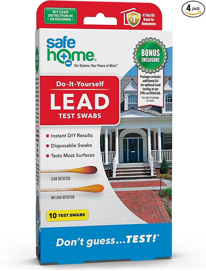 Safe Home® Lead in Solids Combo Test Kit – 10 DIY Swabs + Optional Testing at our EPA Certified Lab – Made in the USA for Homeowners & Contractors – (4 Pack)