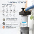 Aquasure Harmony Series 72,000 Grains Whole House Water Softener Bundle with Automatic Digital Control Head and Triple Purpose Sediment/Carbon/Zinc Filter System | Reduces Hardness (for 6+ bathrooms)