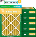 Filterbuy 16x25x4 Air Filter MERV 11 Superior Pet & Allergy Defense (6-Pack), Electrostatic Pleated HVAC AC Furnace Filters Replacement, Made in USA (Actual Size: 15.50 x 24.50 x 3.63)