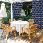 Fish Outdoor Curtains for Patio Vintage National Wind Fish Blue Waterproof Outside Curtains with Grommet Top Weatherproof Curtain for Cabana Pergola Gazebo, 2 Pack, 54" W x 108" L