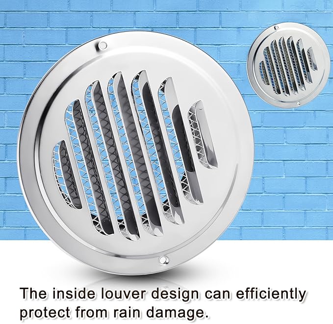 Zonon 24 Pcs Stainless Steel Soffit Vents 4 Inch Round Dryer Vent Cover with Mesh Screen for Home Outdoor Bathroom Wall Ceiling Outside Exterior Exhaust (Silver)