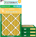Filterbuy 20x36x2 Air Filter MERV 11 Superior Pet & Allergy Defense (4-Pack), Electrostatic Pleated HVAC AC Furnace Filters Replacement, Made in USA (Actual Size: 19.50 x 35.50 x 1.75)