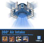 360° Woodshop Air Filtration System Woodworking - 1050/1350 CFM, Built-in Ionizer, with Strong Vortex Fan, Shop Air Filtration for Garage, Works Shop, Dust Collectors System, KMF12D, Blue