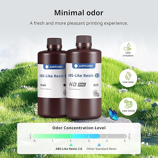 ANYCUBIC ABS-Like Resin 3.0, 3D Printer Resin with Enhanced Strength and Toughness, High Precision and Minimal Shrinkage, Wide Compatibility for All LCD Resin 3D Printers (HD Grey, 2kg)