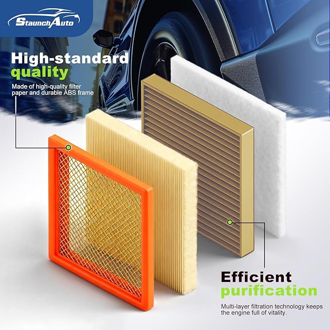 Engine & Cabin Air Filter for 2016 2017 2018 2019 2020 2021 2022 2023 Toyota Tacoma V6 Air filter for Car Replacement CF10374 CA11895 Automotive Accessories-2 Pack