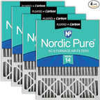 Nordic Pure 20x25x5 (Actual Size: 19 7/8 x 24 7/8 x 4 3/8) Honeywell Replacement Air Filters MERV 14 Plus Carbon 4 Pack