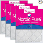Nordic Pure 16x16x1 (Actual Size: 15 3/4 x 15 3/4 x 3/4) Tru Mini Pleat MERV 12 AC Furnace Air Filters – 2.5X More Media for Longer-Lasting, High-Efficiency Filtration - 4 Pack