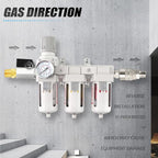Industrial 3/8" NPT 3 Stage Air Drying System,Coalescing Filter, Particulate Filter and Air Regulator, Manual Drain for Air Tools and Spray Paint Gun