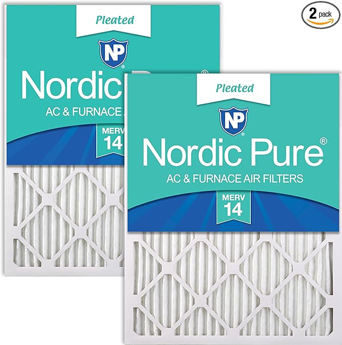Nordic Pure 12x25x1 (Actual Size: 11 3/4 x 24 3/4 x 3/4) Pleated MERV 14 Air Filters 2 Pack