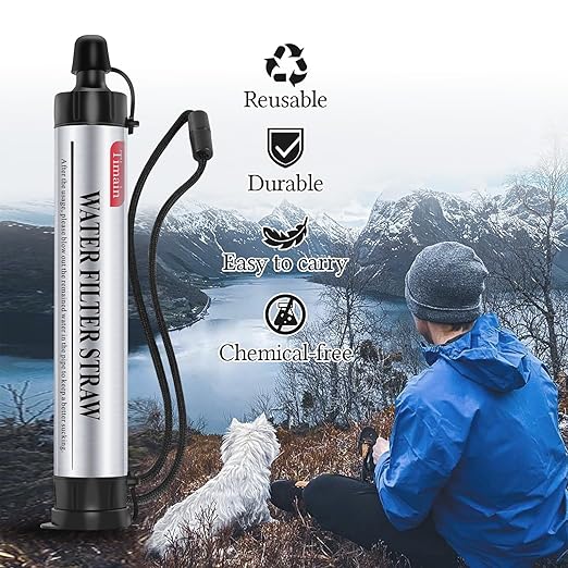 Timain 4-Stage Filtration,High Flow Rate Water Filter Straw,Water Purifier Survival for Emergency Kits,Travel,Camping, Hiking,Fishing,Hunting (1)