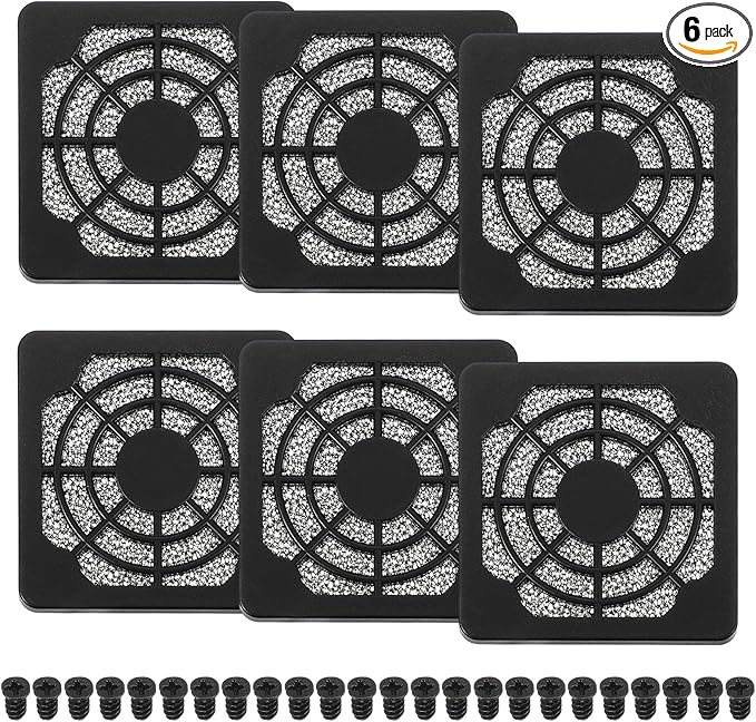 PATIKIL 50mm Fan Filter Grill, 6 Pcs Plastic Ventilation Dustproof Grill Covers Cooling Ventilator with Screws for Industry Workshop Computer Case Refrigerators Air Conditioning, Black