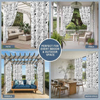 Cartoon Space Outdoor Curtains for Patio Rockets Astronauts Planets Black Waterproof Outside Curtains with Grommet Top Weatherproof Curtain for Cabana Pergola Gazebo, 1 Panel, 54" W x 84" L