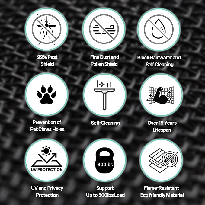 Premium Window Screen Replacement DIY KIT 39" 51" Blocks Rain, Pet Scratch, Pollen, Fine Dust 99%, 30Mesh Durable New Material, DIY Tools Included (51in X 190in-Magnet KIT)