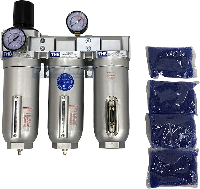 SUPER HEAVY DUTY HIGH FLOW AIR FILTRATION SYSTEM, 2 STAGE PARTICULATE FILTER PLUS OIL REMOVING COALESCING FILTER COMBINATION (1/2" NPT, MANUAL DRAIN)